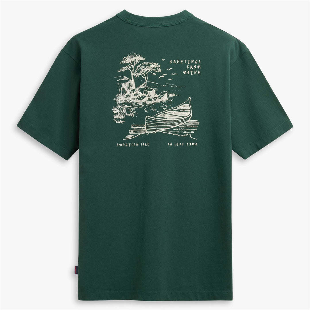 T-shirt unisexe vert Wymanlake à motif graphique avec poche main