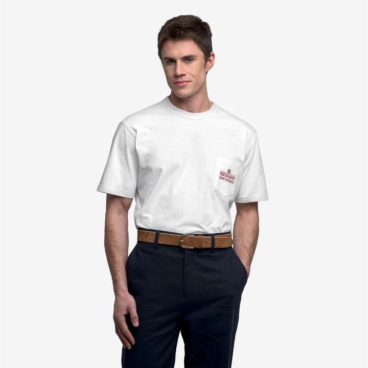 Camiseta unisex de algodón blanca con estampado gráfico y bolsillo 4