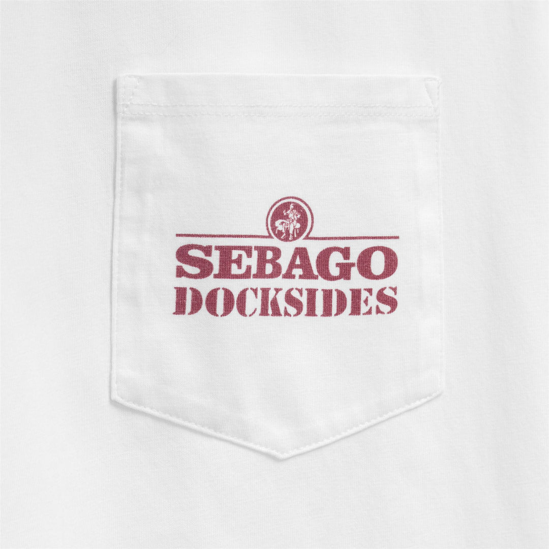 Camiseta unisex de algodón blanca con estampado gráfico y bolsillo main