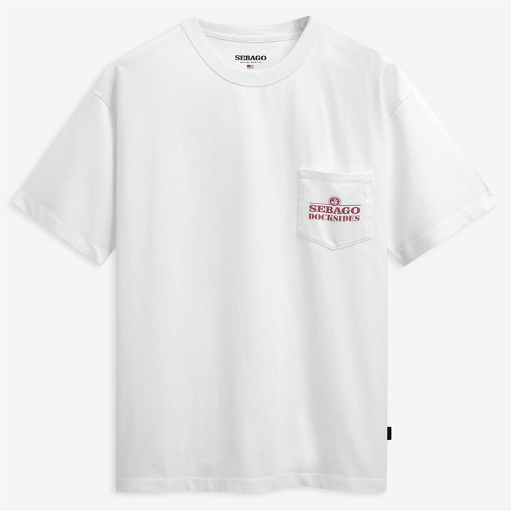 Camiseta unisex de algodón blanca con estampado gráfico y bolsillo 1