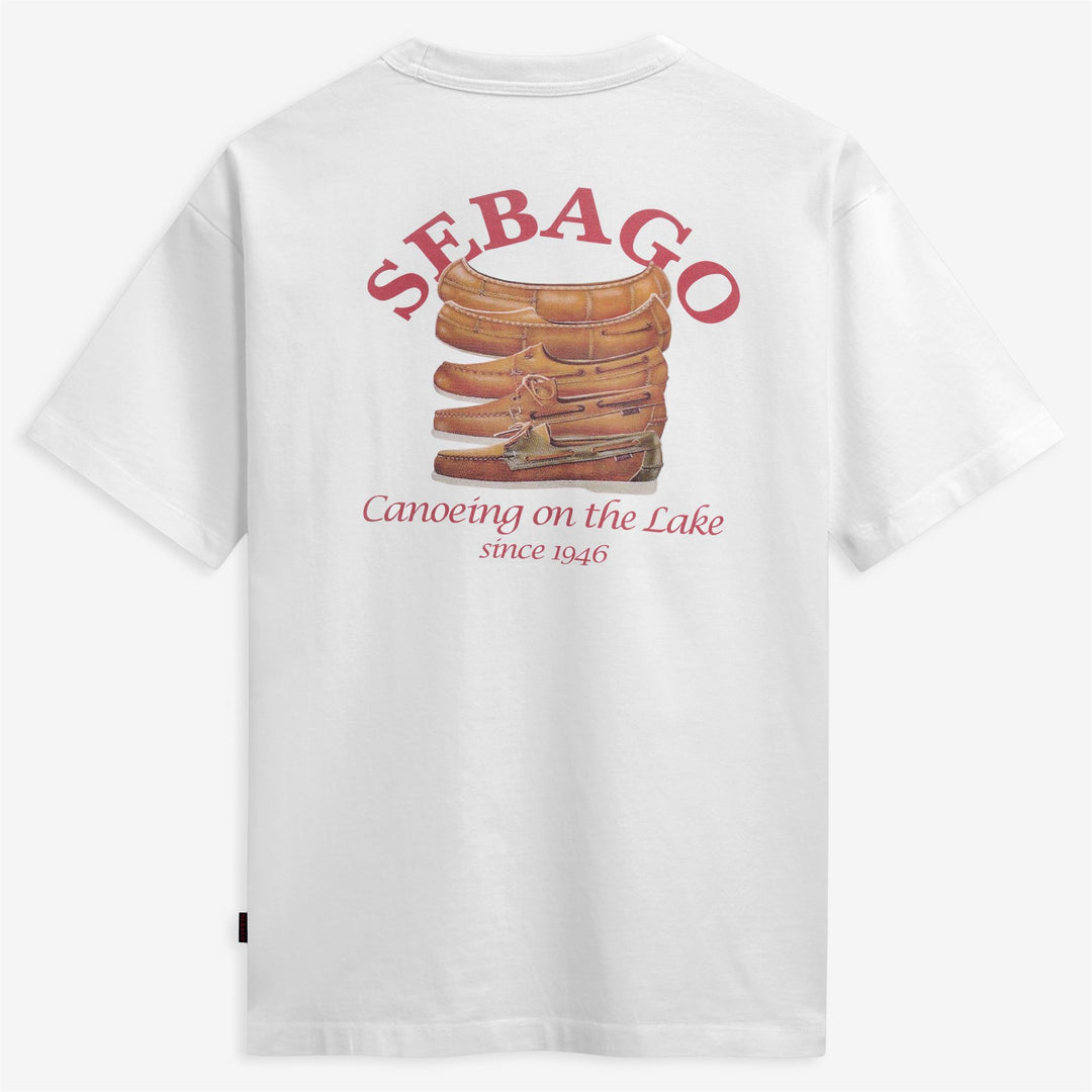 Camiseta unisex de algodón blanca con estampado gráfico y bolsillo main