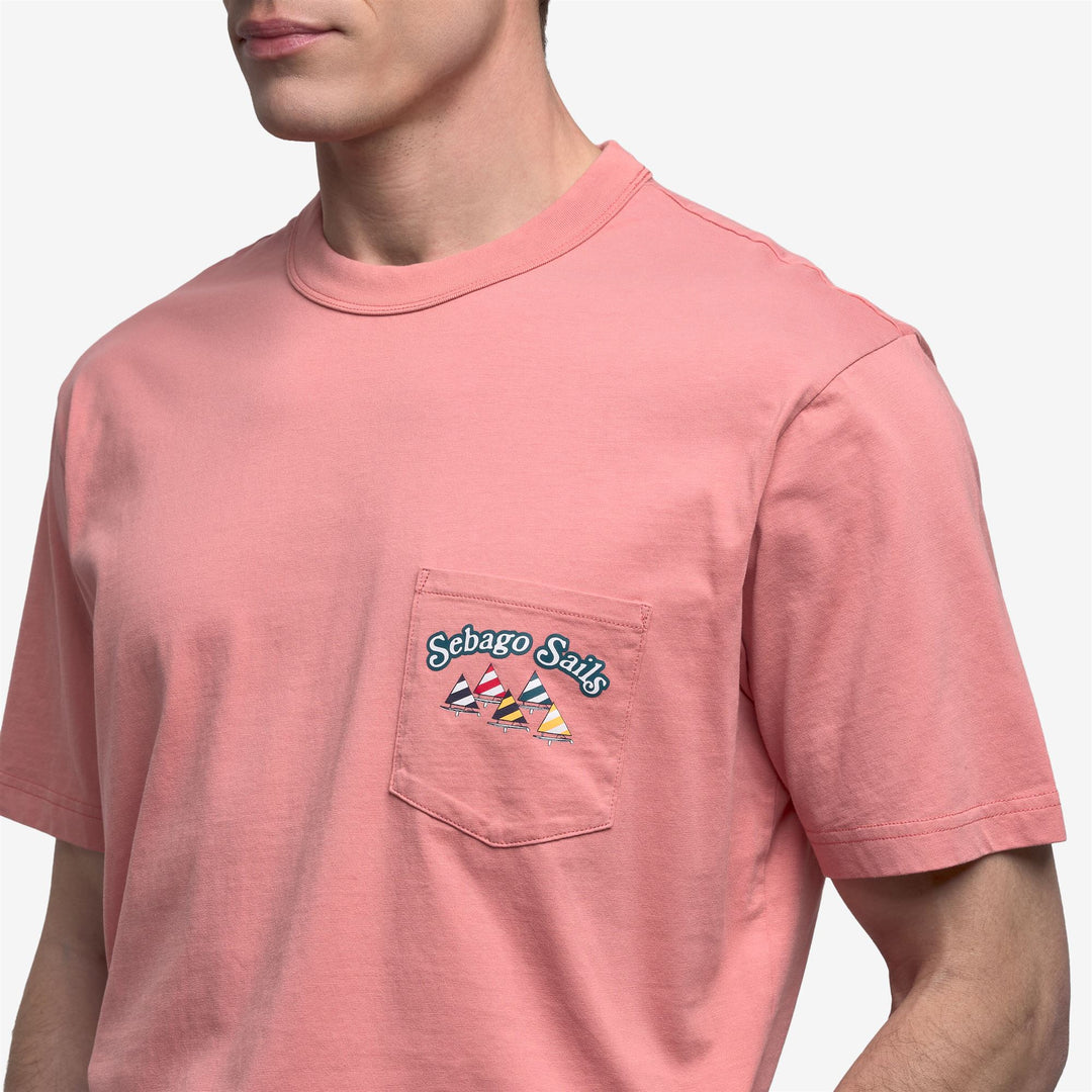 Camiseta unisex de algodón rosa con estampado de velero main