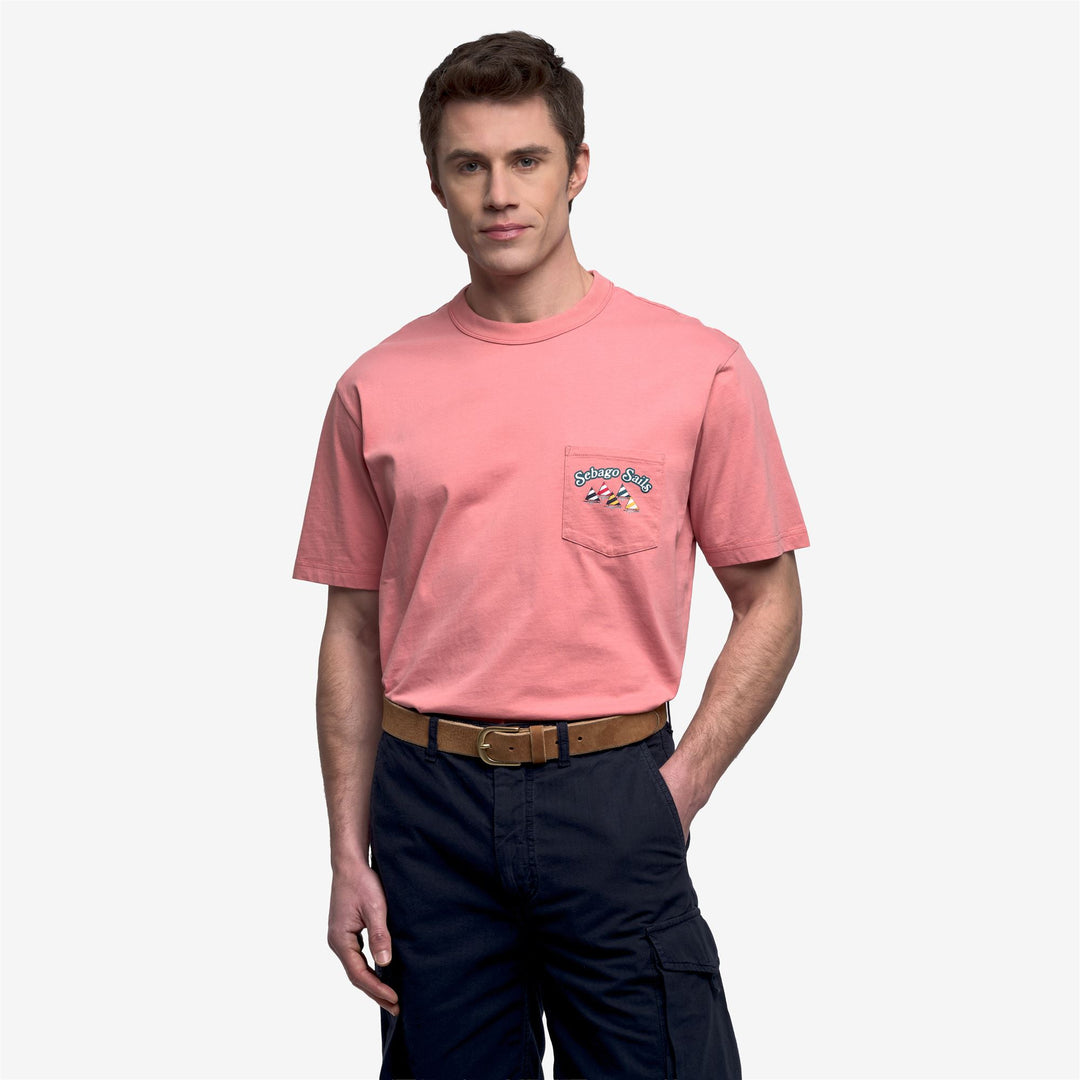 Camiseta unisex de algodón rosa con estampado de velero main