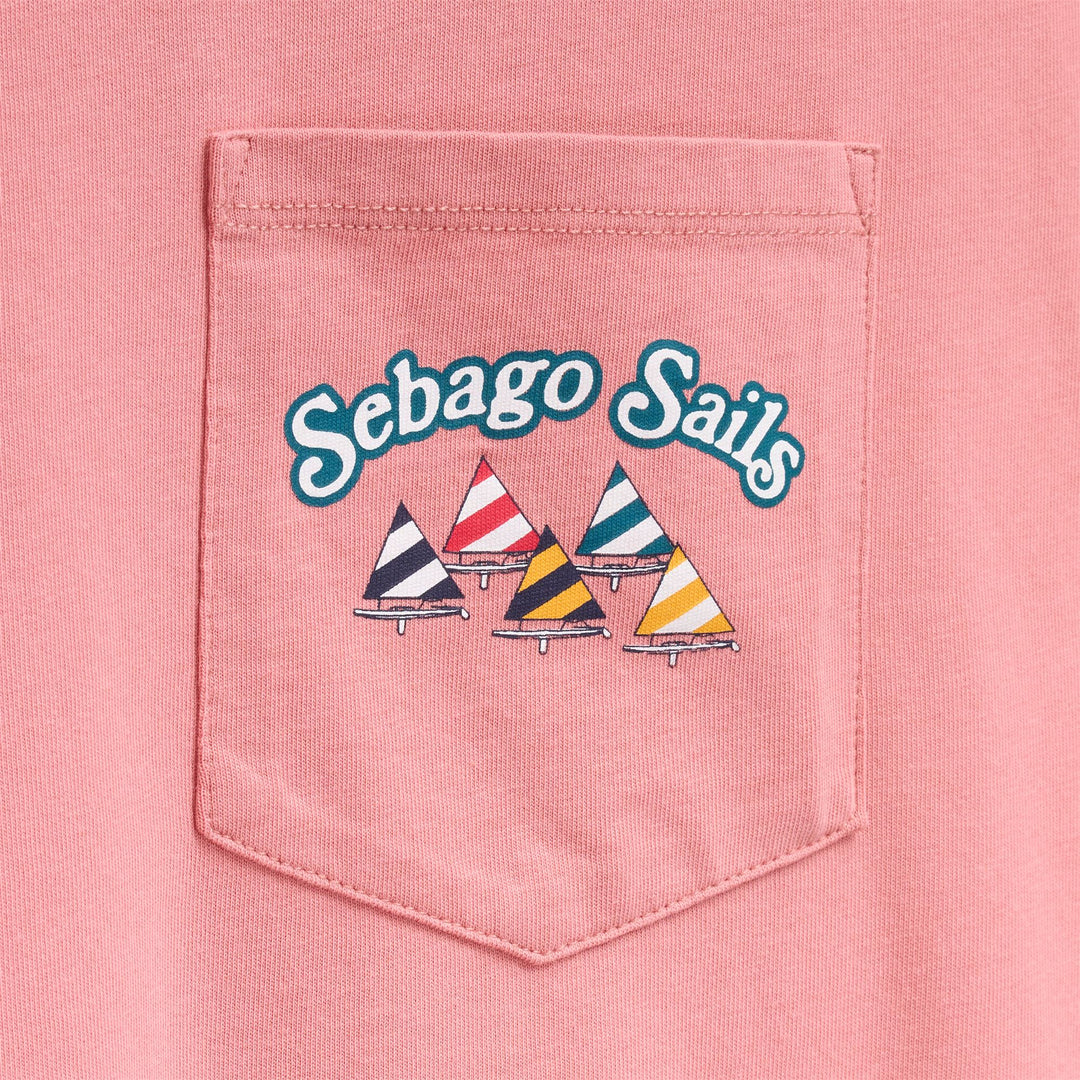 Camiseta unisex de algodón rosa con estampado de velero main