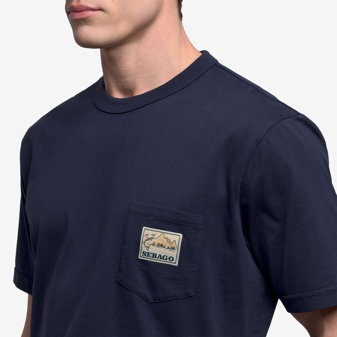 Dark Blue Unisex Cotton Adventure T-Shirt with Pocket main
