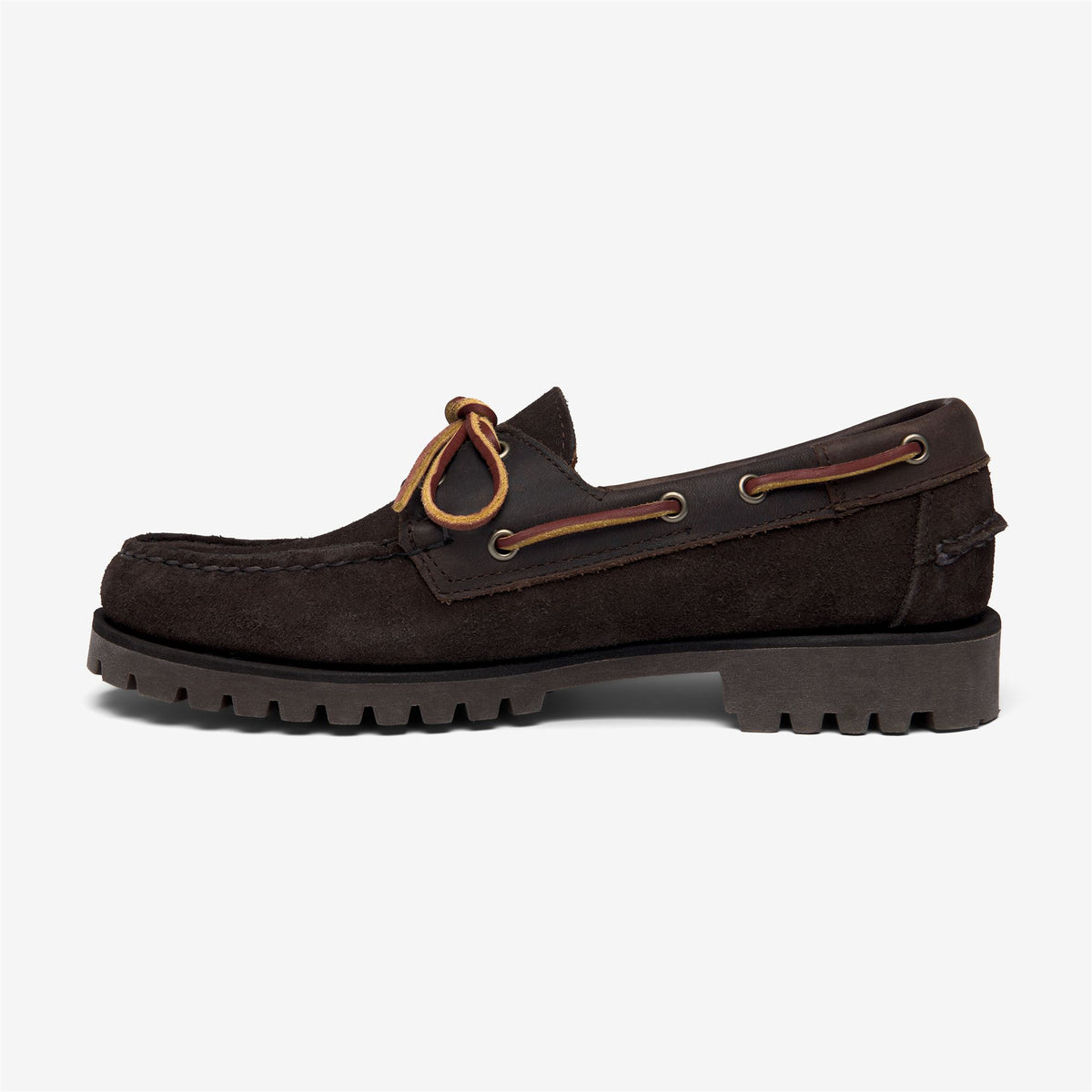 Brown Men's Suede and Leather Boat Shoe