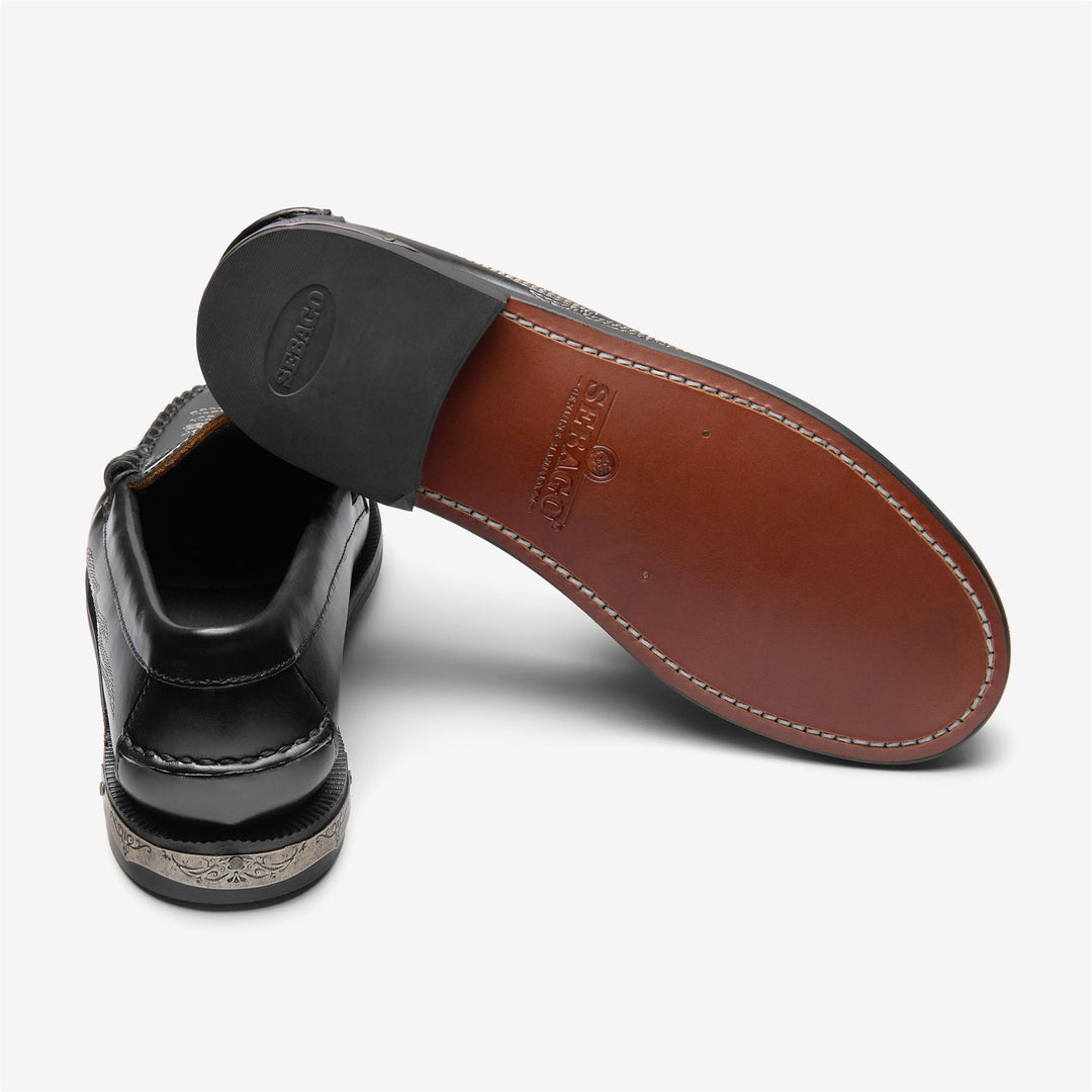 Mocasines de piel negros para mujer con diseño de inspiración vaquera main