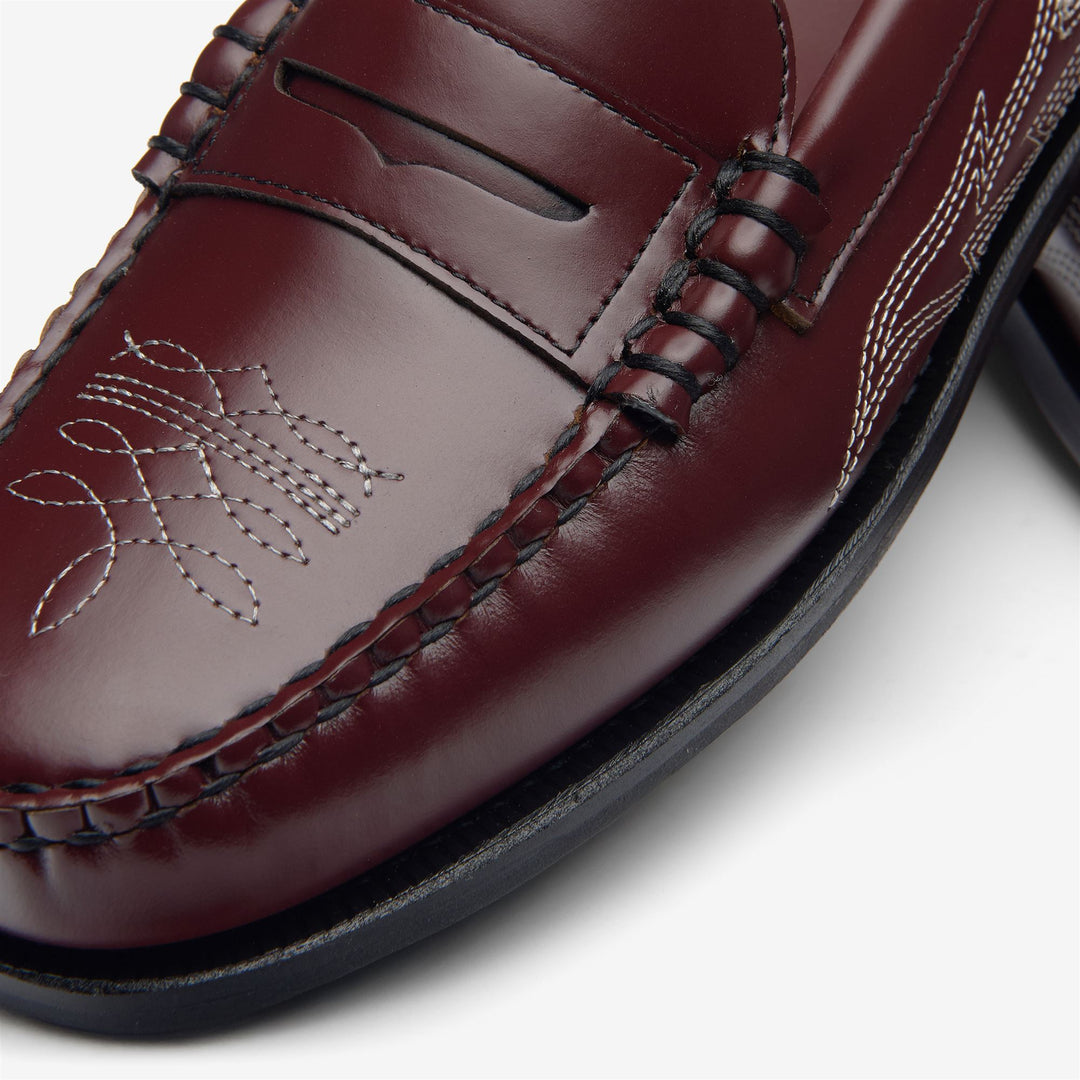 Mocasines de piel marrón para mujer con diseño vaquero main