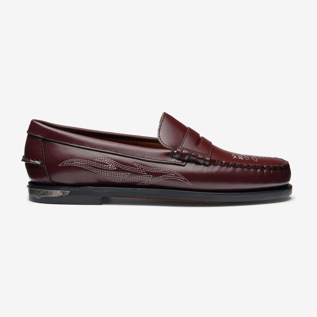 Braune Damen-Mokassin-Loafer aus Leder mit Cowboy-Design 01