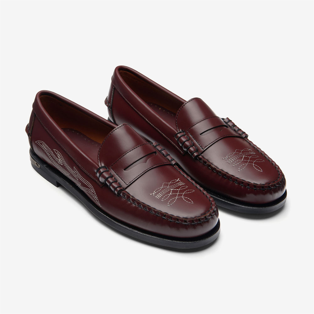 Braune Damen-Mokassin-Loafer aus Leder mit Cowboy-Design 02