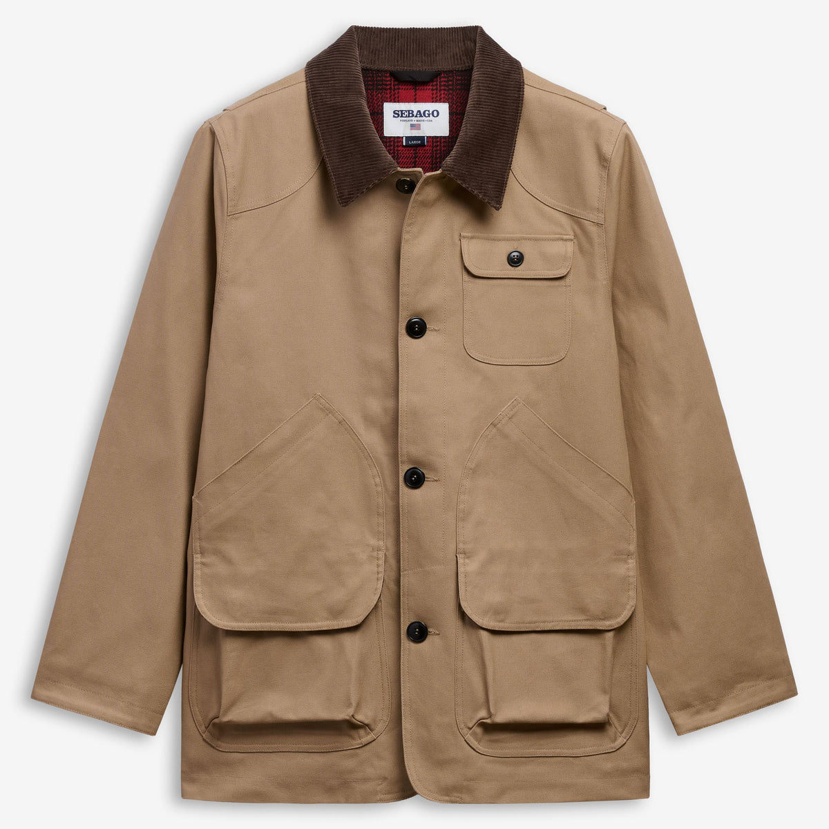 Braune Unisex-Baumwoll-Canvas-Jacke mit Wollfutter