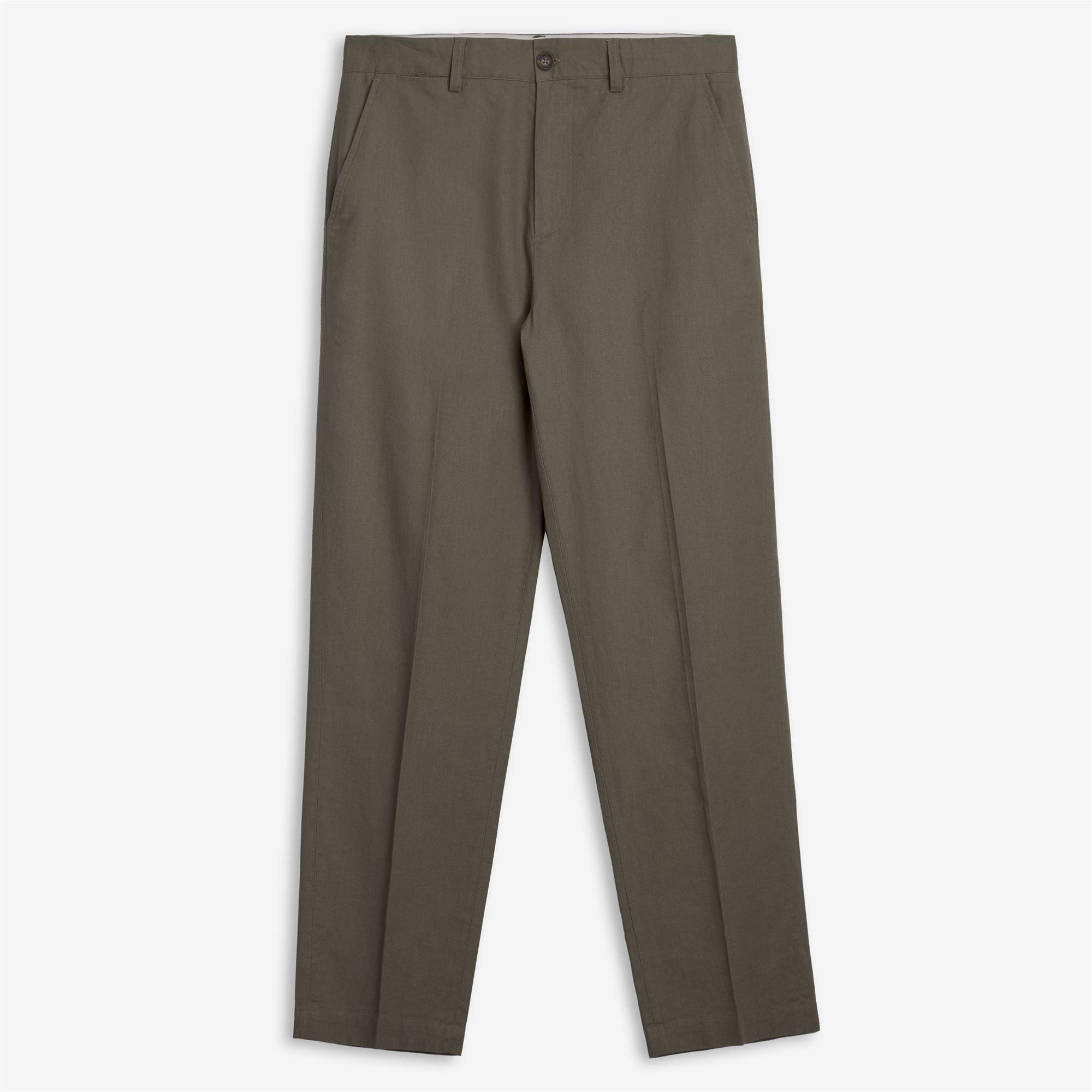 Green men's linen cotton chino pants with refined fit | Sebago
