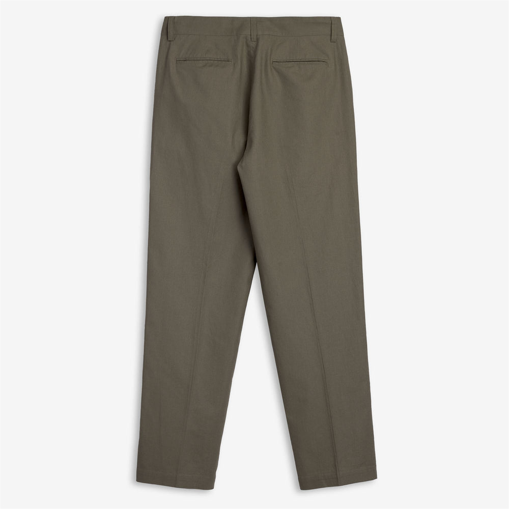 Green men's linen cotton chino pants with refined fit 02