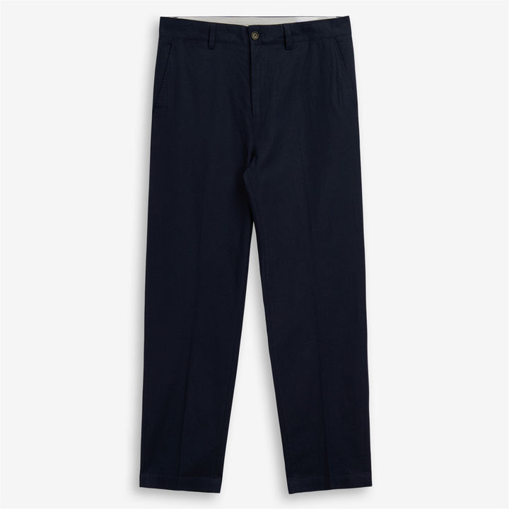 Dark Blue Men's Linen Cotton Chinos with Buttoned Pockets 1