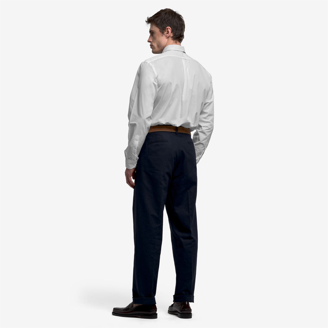 Dark Blue Men's Linen Cotton Chinos with Buttoned Pockets main