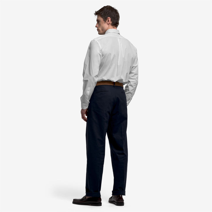 Dark Blue Men's Linen Cotton Chinos with Buttoned Pockets 5