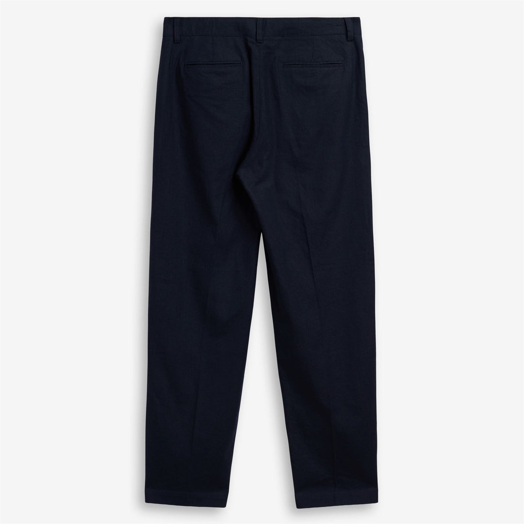 Dark Blue Men's Linen Cotton Chinos with Buttoned Pockets main