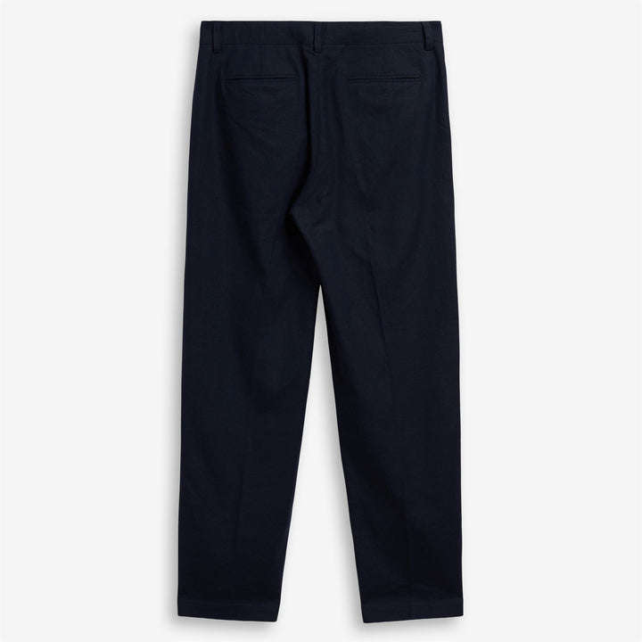 Dark Blue Men's Linen Cotton Chinos with Buttoned Pockets 2
