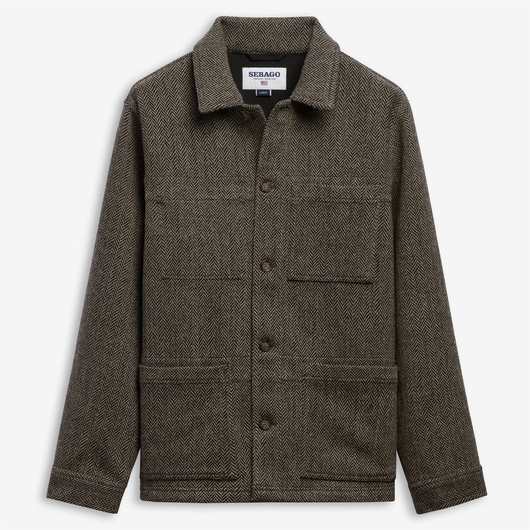 Warm grey Unisex Wool Herringbone Jacket 01