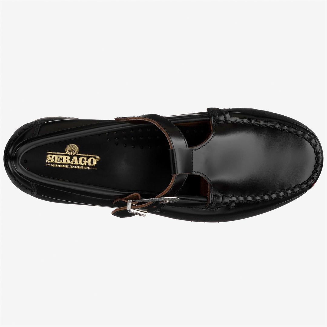 Mocassin vintage noir pour femme avec semelle crantée en caoutchouc main