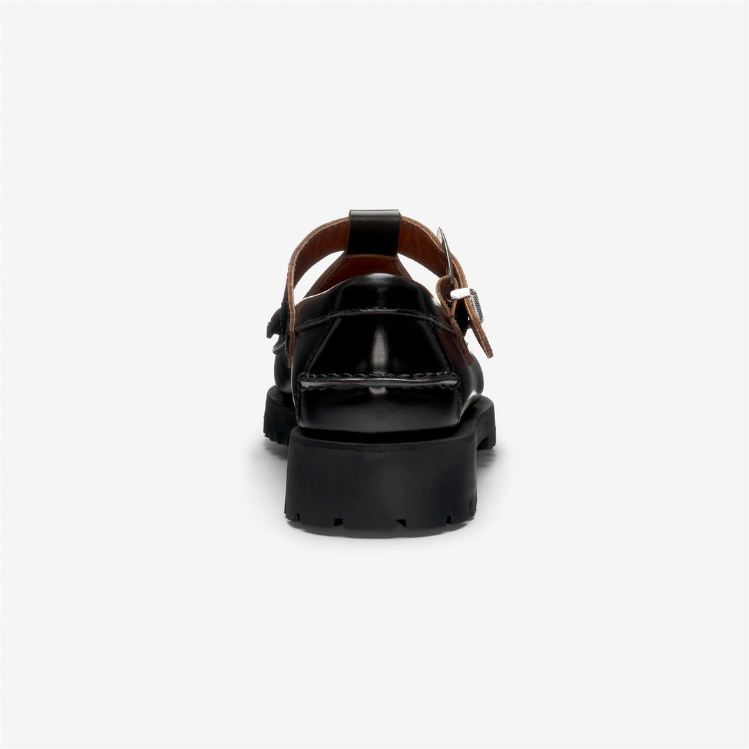 Mocassin vintage noir pour femme avec semelle crantée en caoutchouc main
