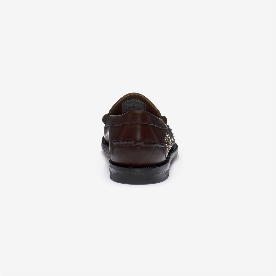 Mocassins cloutés en cuir marron foncé pour femme, pour le travail main