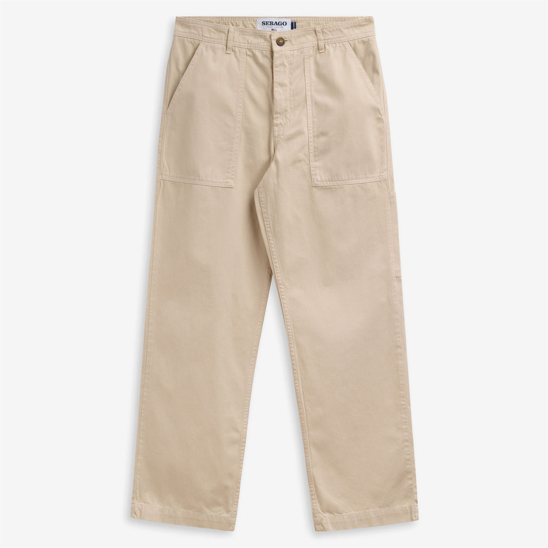 Pantaloni da uomo beige con design classico 01