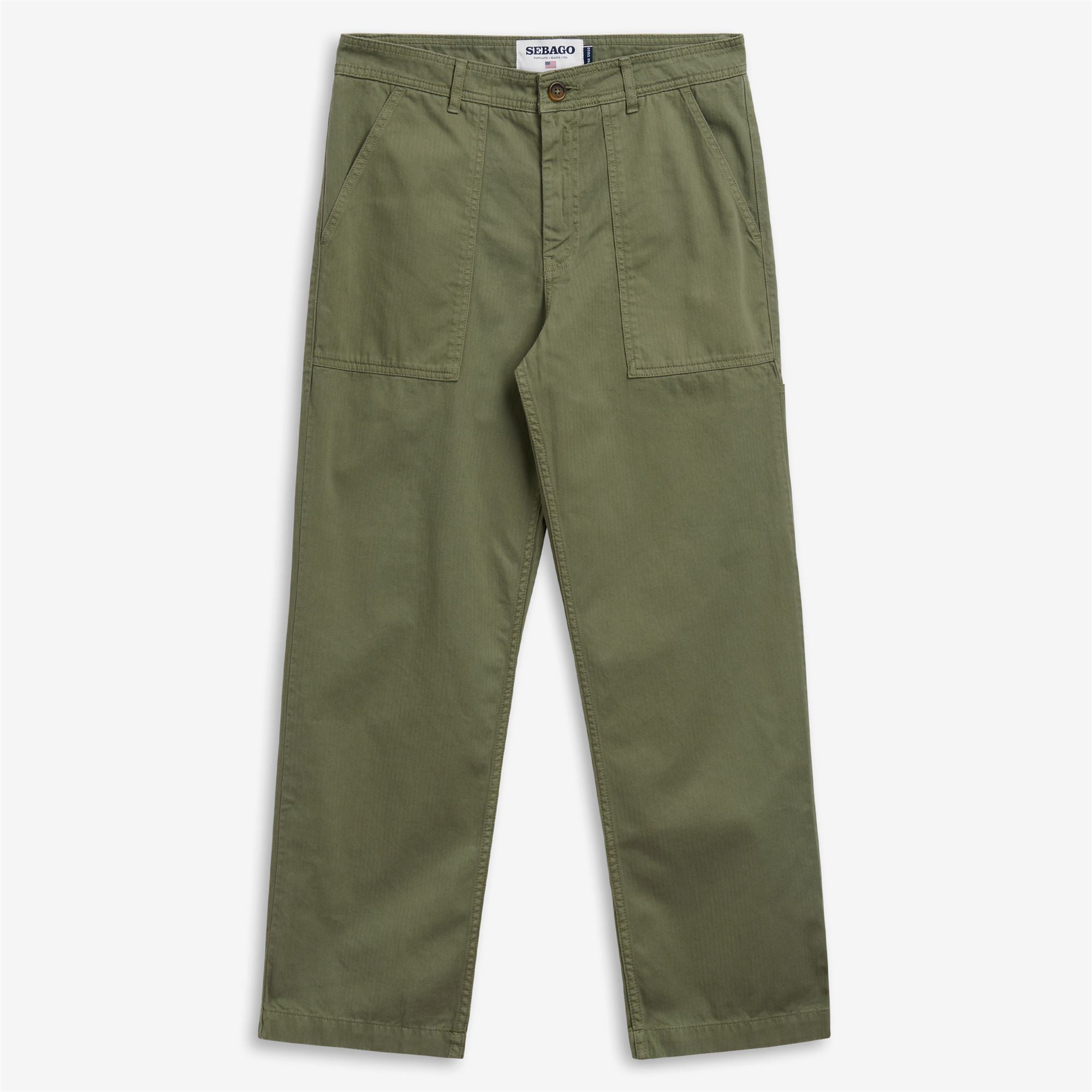 Lichen green Men's Casual Herringbone Fatigue Pants | Sebago