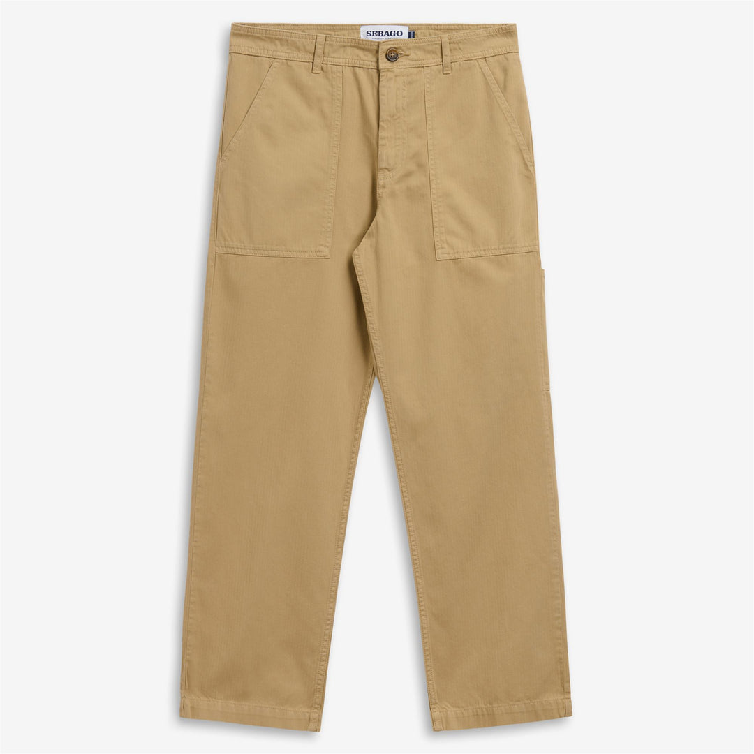 Beige Men's Casual Utility Fatigue Pants 01