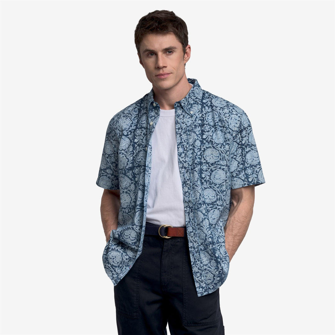 Camisa informal unisex gris con botones y estampado gráfico main
