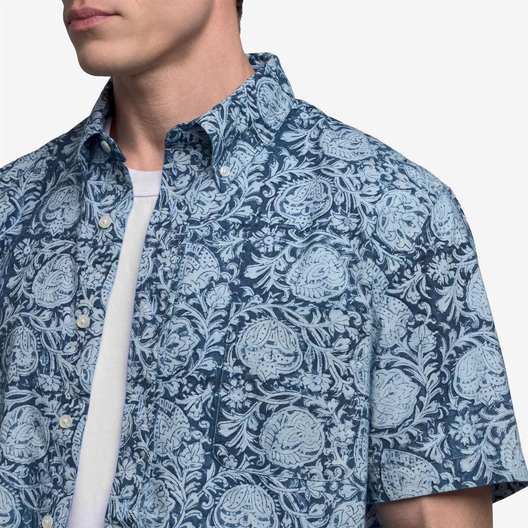 Chemise grise unisexe décontractée à boutons avec imprimé graphique main