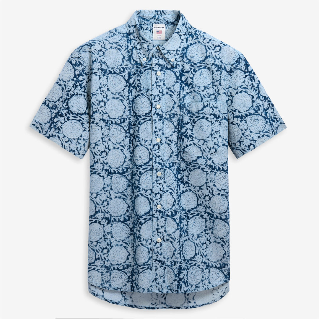 Camicia casual unisex grigia con bottoni e stampa grafica 01