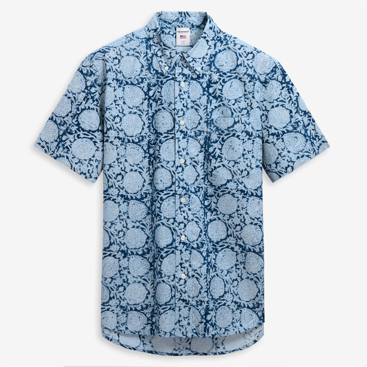 Camisa informal unisex gris con botones y estampado gráfico 1