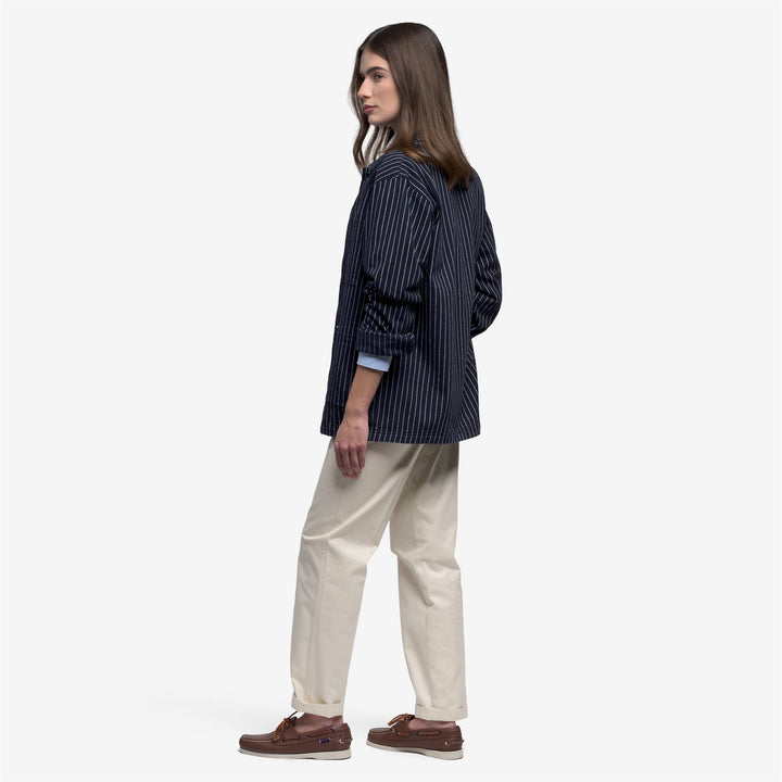 Blaue und weiße Unisex-Freizeitjacke im Vintage-Stil 5