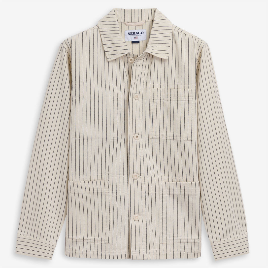 White striped Unisex Mid Workwear Jacket for Leisure 01