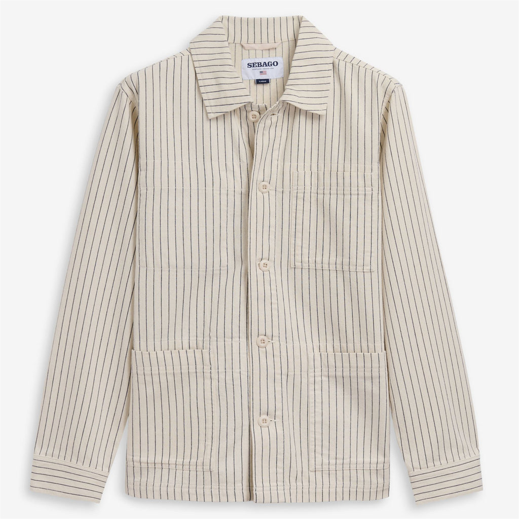 White striped Unisex Mid Workwear Jacket for Leisure | Sebago