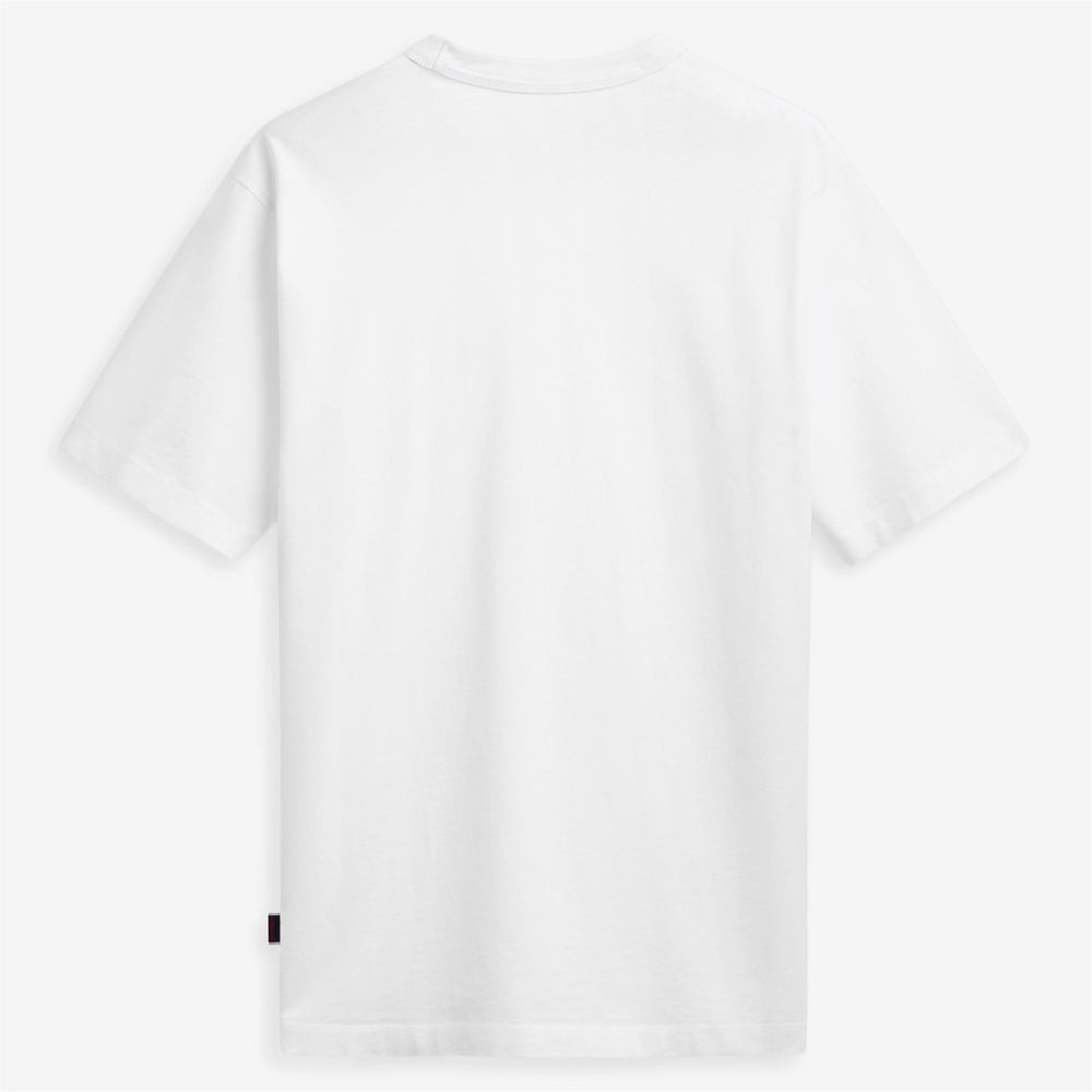 Weißes Unisex-Baumwoll-T-Shirt mit Segelboot-Taschenmotiv 02