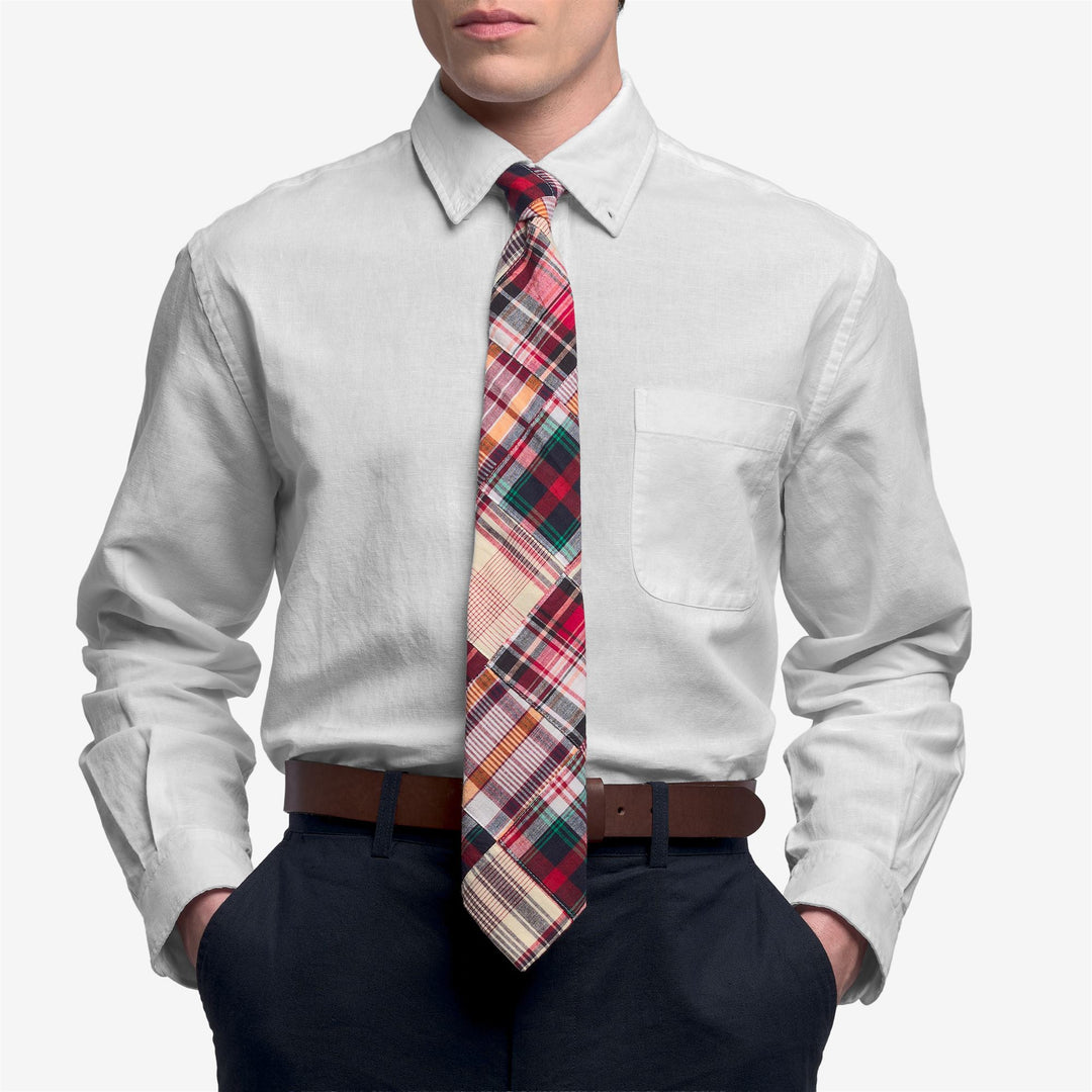 Red blue Men's Cotton Madras Tie for Leisure Wear main