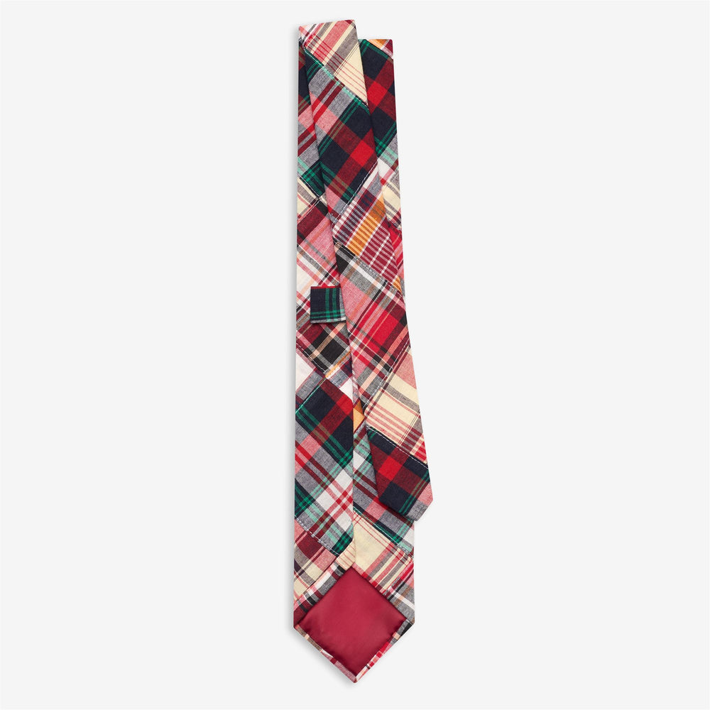 Corbata de algodón Madras para hombre, color rojo y azul, para uso informal 02