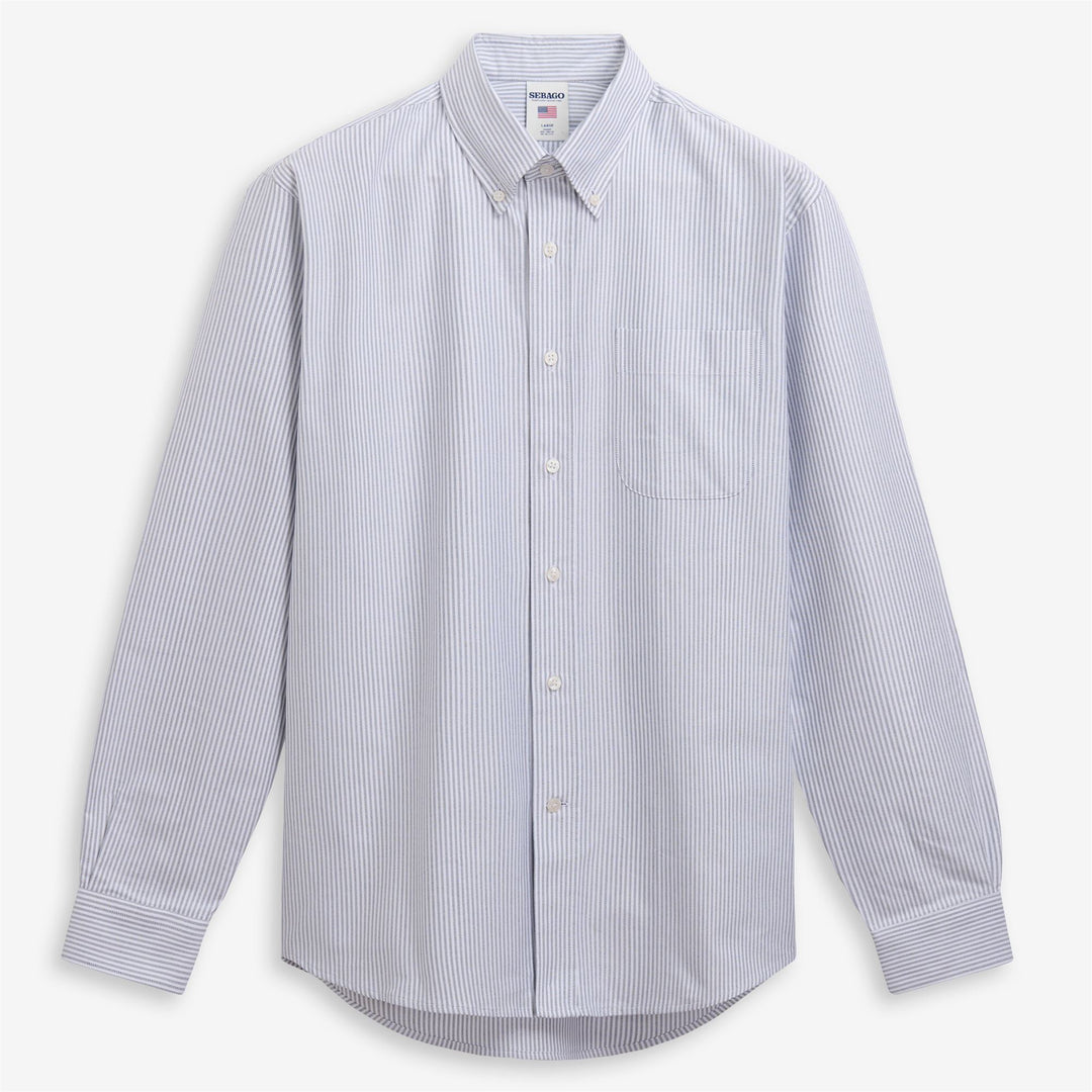 Camisa náutica unisex Oxford azul oscuro con bolsillo 01