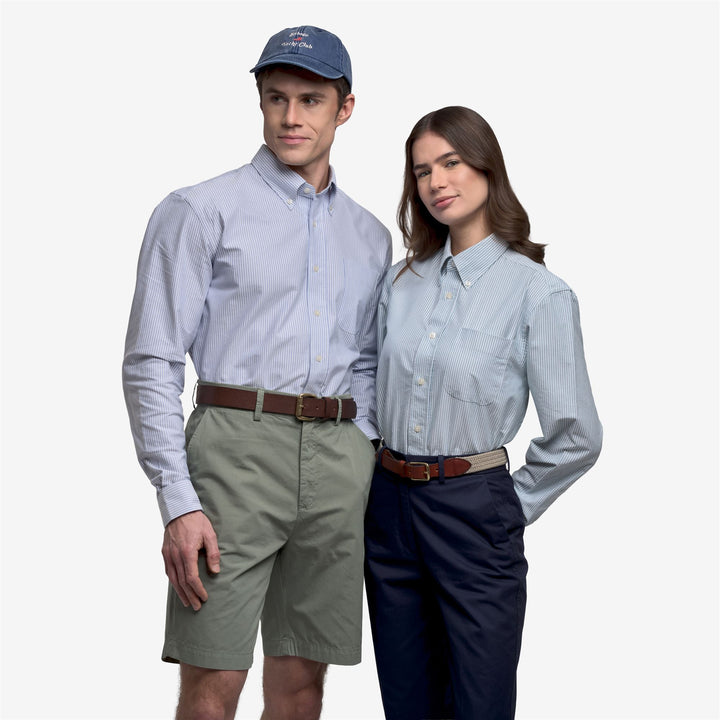 Green and White Unisex Oxford Yachting Shirt 7