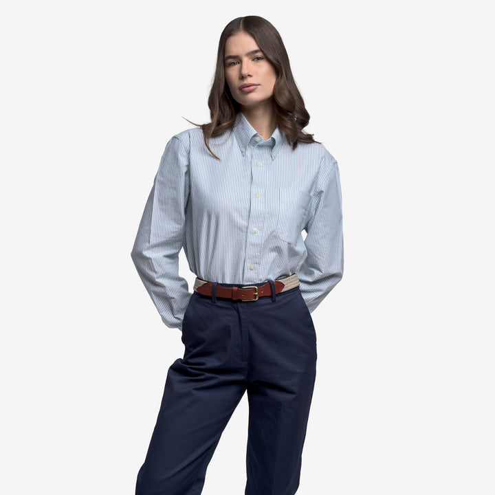 Green and White Unisex Oxford Yachting Shirt 4