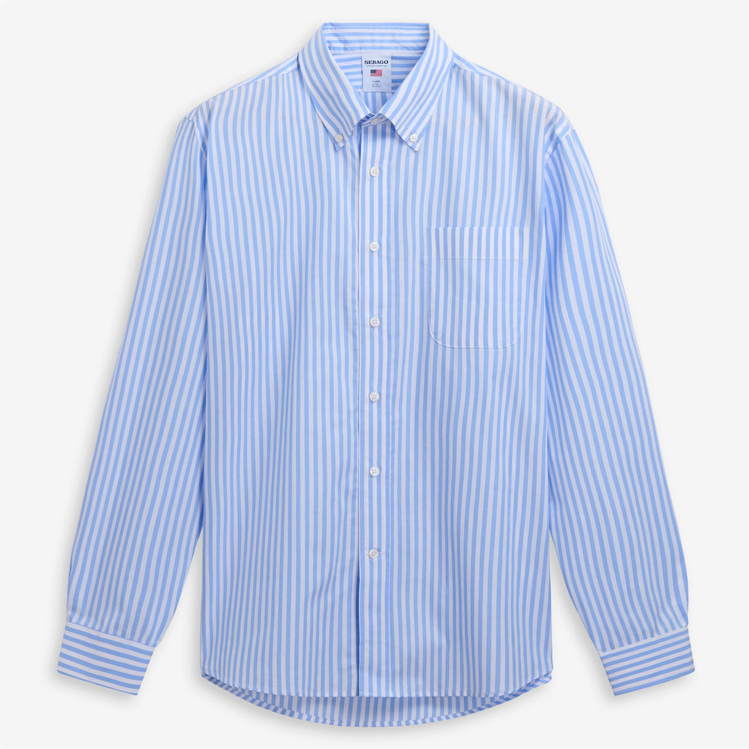 Azure blue Unisex Classic Yachting Shirt with Stripes 01