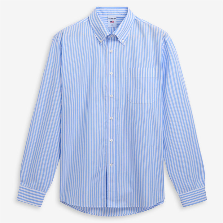 Azure blue Unisex Classic Yachting Shirt with Stripes 1