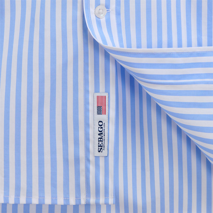 Azure blue Unisex Classic Yachting Shirt with Stripes 3