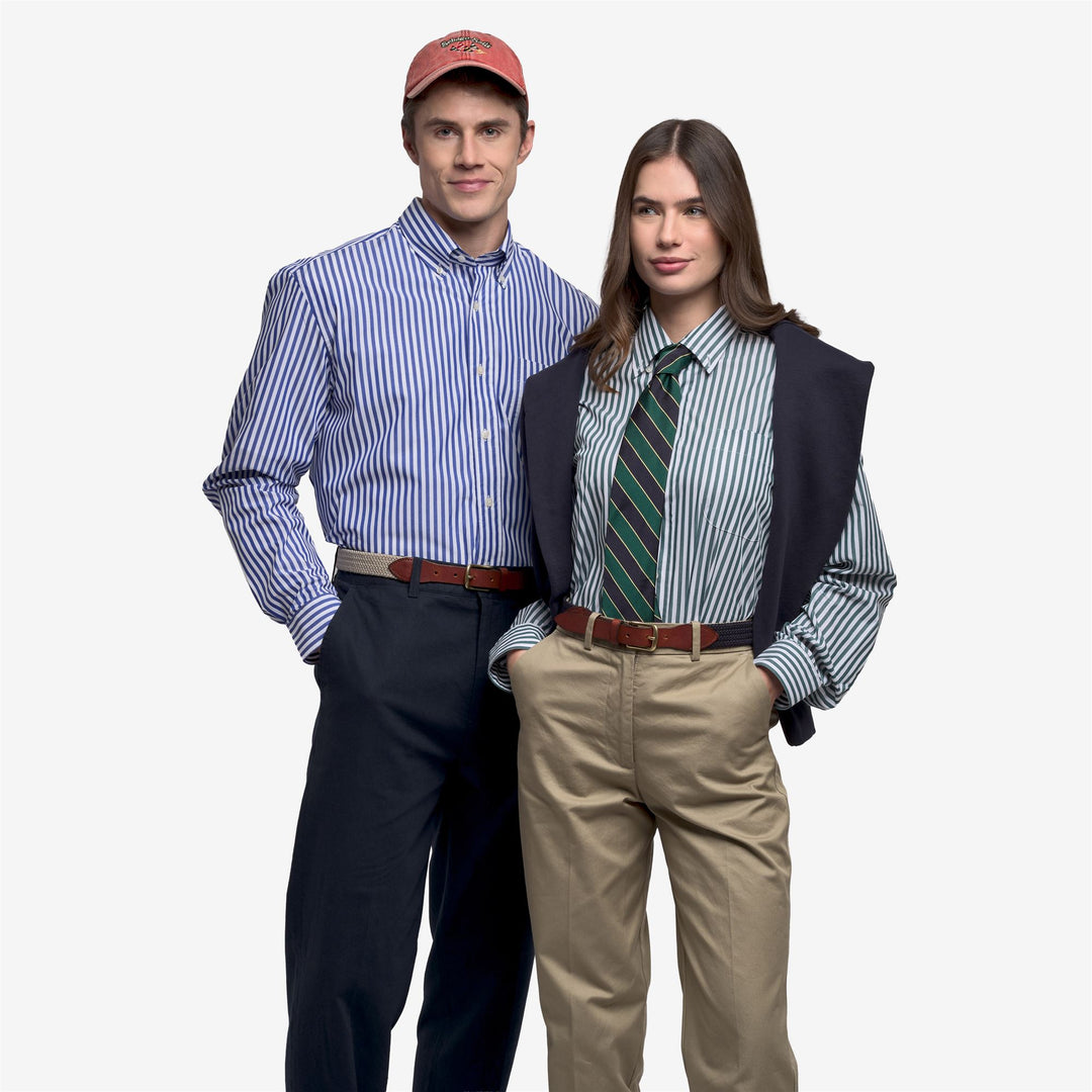 Camisa náutica clásica unisex verde y blanca main