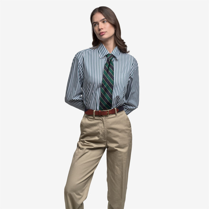 Camicia da vela classica unisex verde e bianca 5