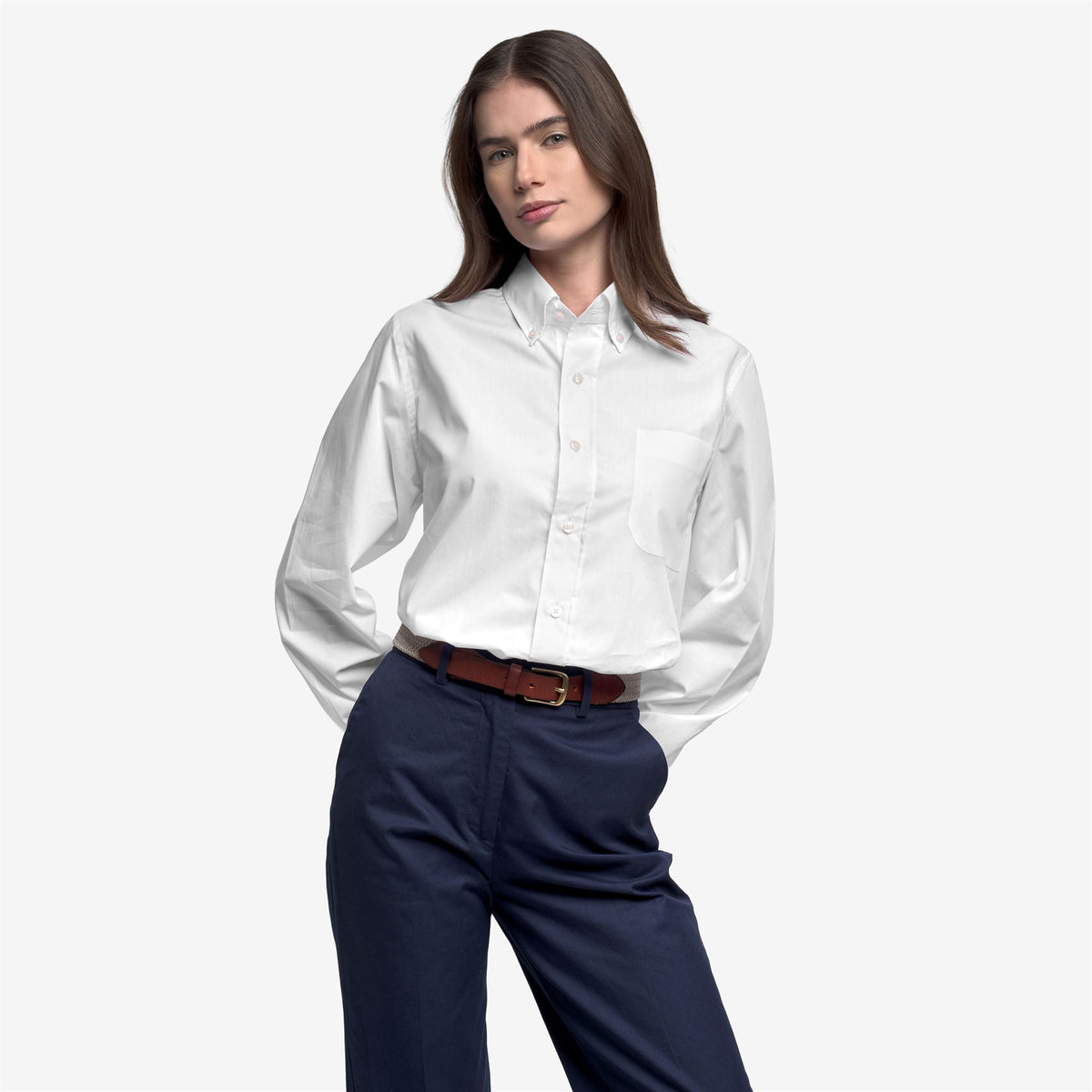 White Unisex Cotton Button-Down Shirt