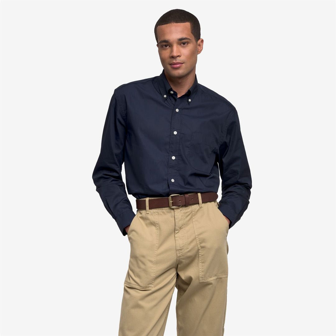 Marineblaues Unisex-Baumwollhemd im klassischen Yachting-Stil main