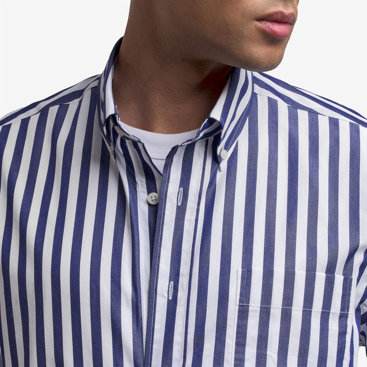 Marineblaues Unisex-Segelhemd im klassischen Stil mit gestreiftem Baumwolldesign 5